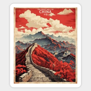 The Great Wall of China Vintage Poster Tourism Sticker